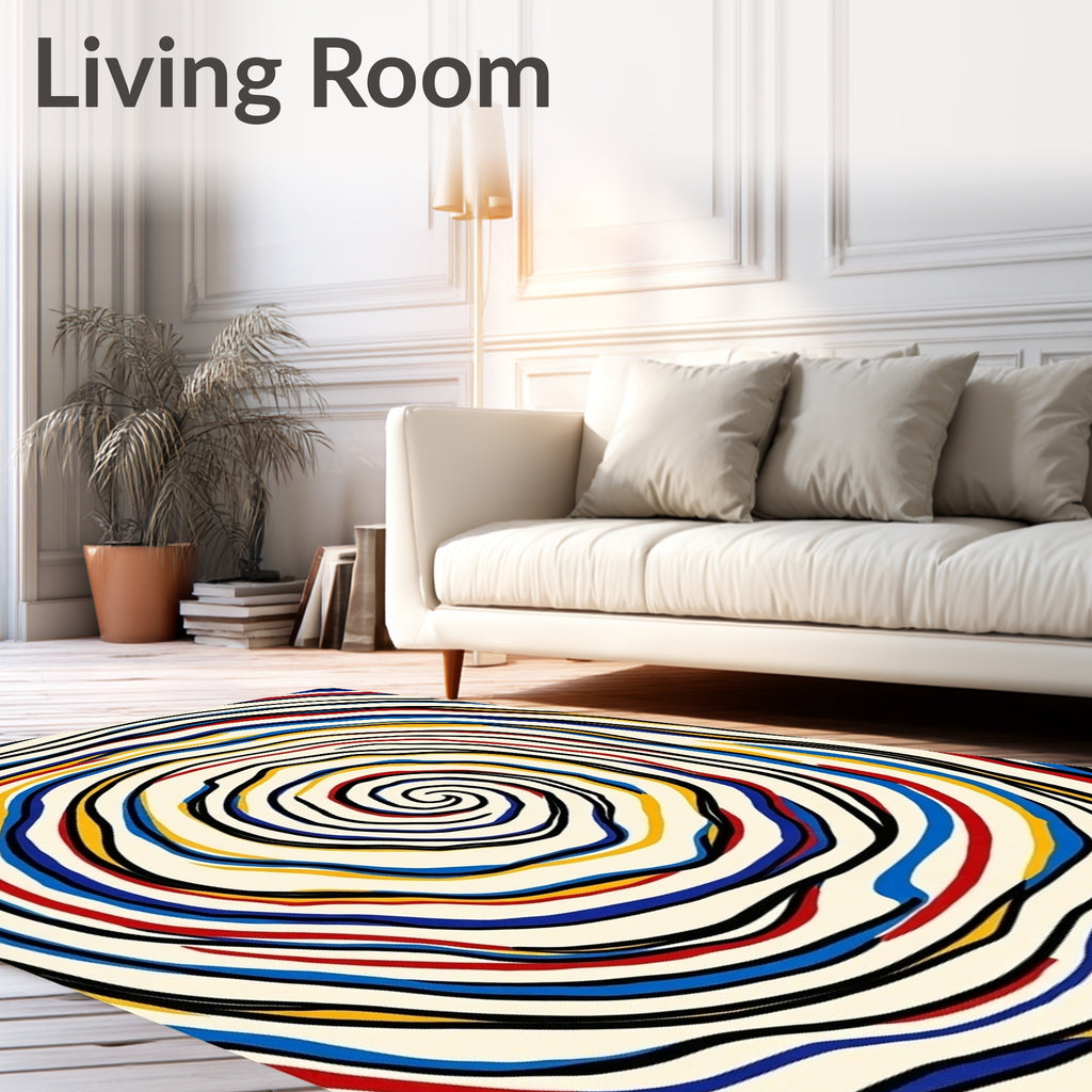Retro Swirl Primary Colors Pattern Rug