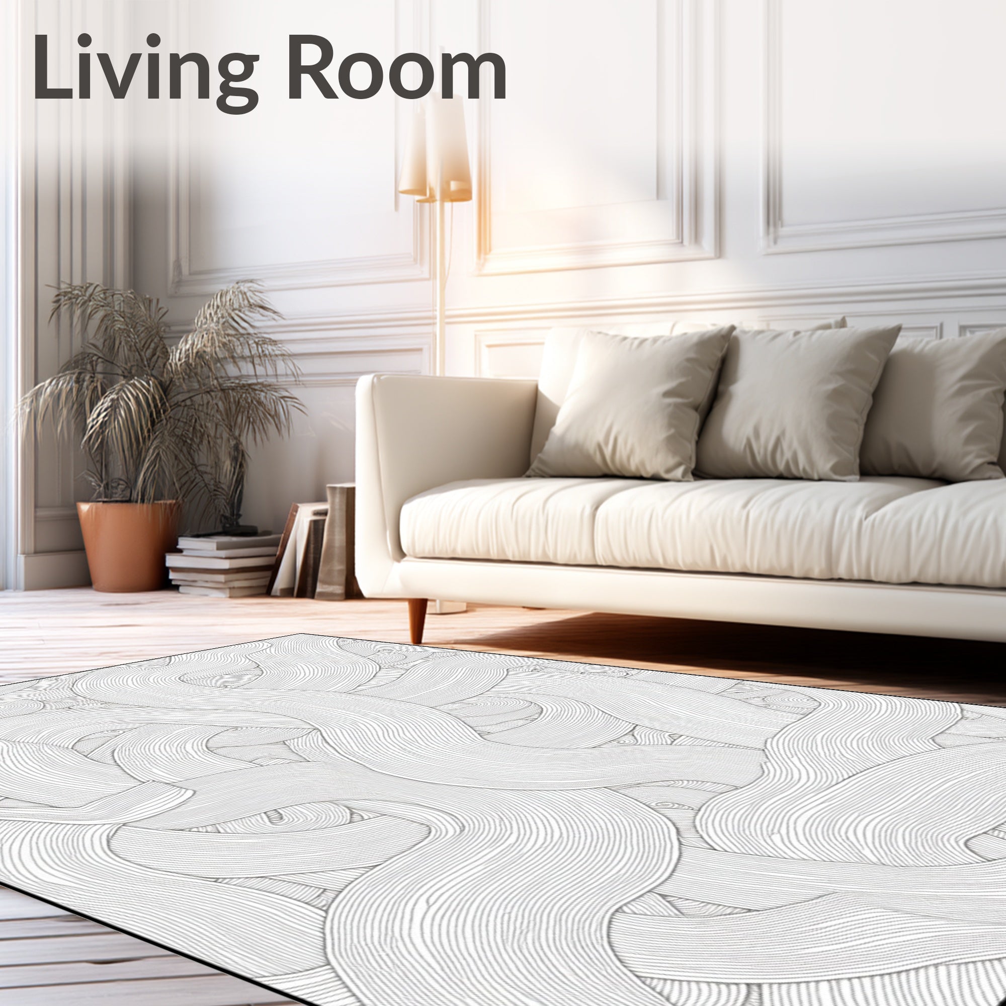 Abstract Swirls Line Art Rug