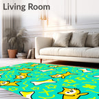 Cute Yellow Cat Bone Pattern Rug