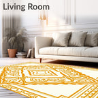 Golden Orange Art Deco Geometric Diamond Rug