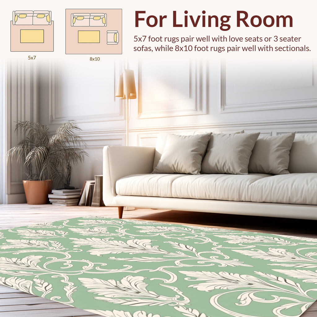 Elegant Damask Scrollwork Pattern Rug