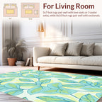 Lightweight Aqua Tropical Leaf Pattern Rug