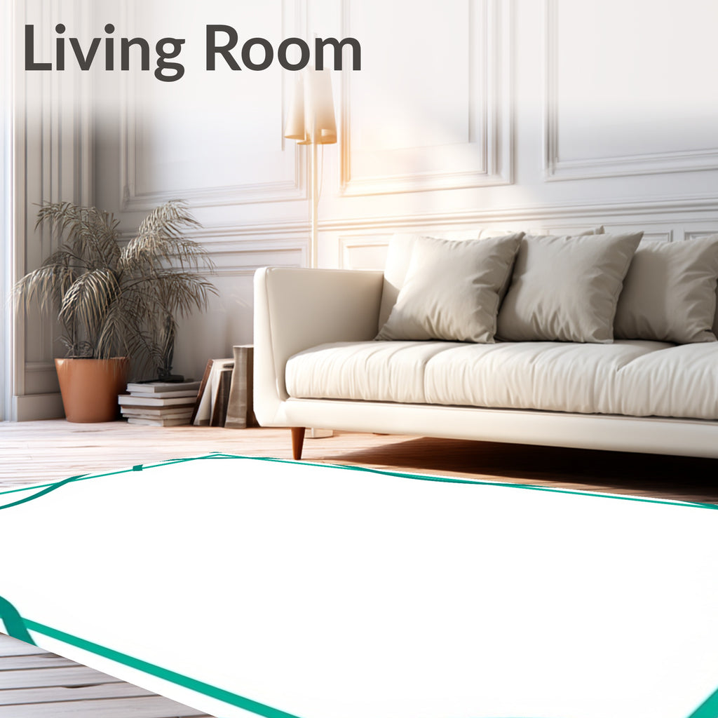 Dynamic Teal Swirls Border Design Rug