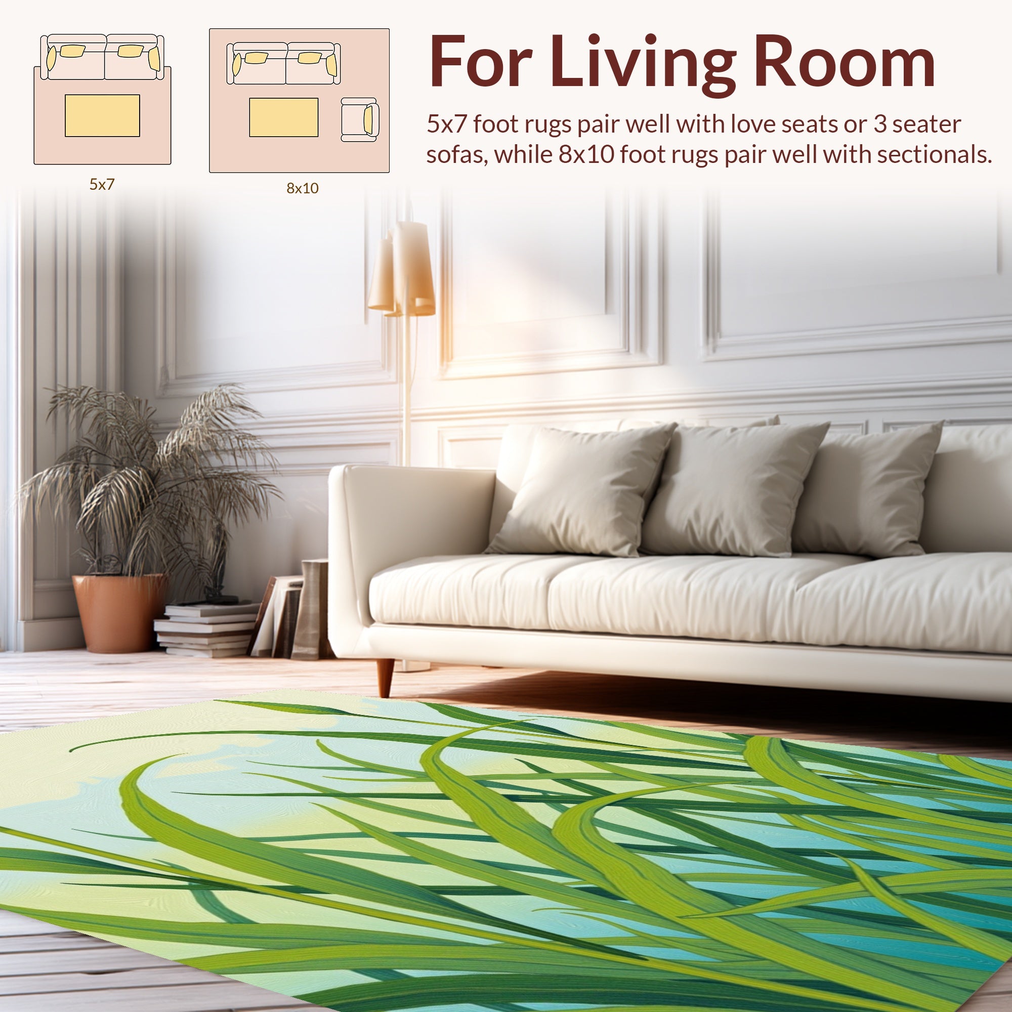 Lush Green Grass Blades Pattern Rug