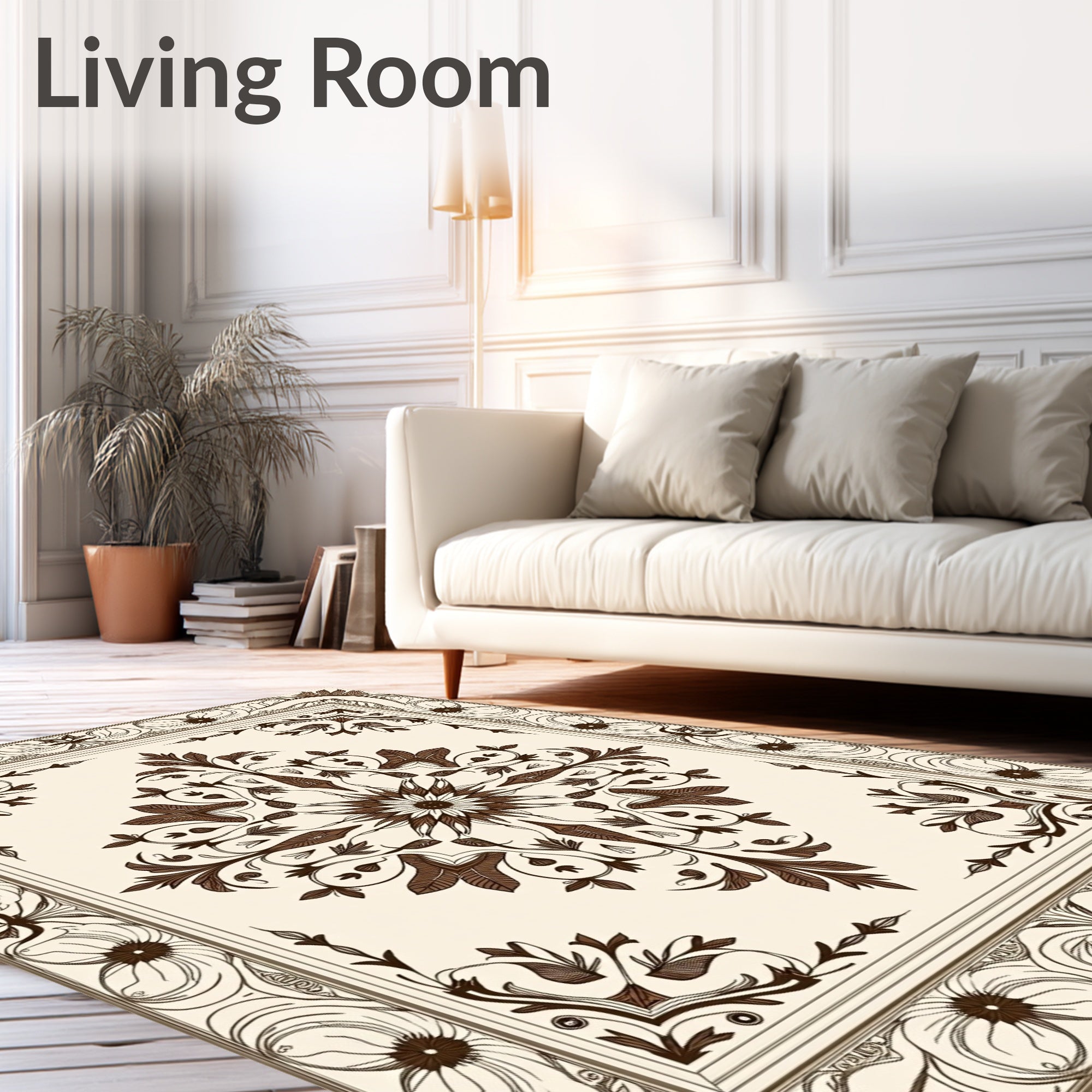Elegant Floral Swirl Symmetry Rug