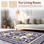 Classic Blue White Ornate Pattern Rug