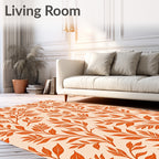 Orange Leaf Branch Pattern Rug
