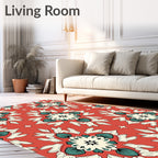 Coral Floral Starburst Pattern Rug
