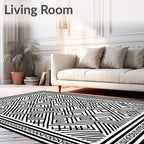 Bold Black Maze Pattern Rug