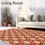 Classic Red Cream Floral Pattern Rug