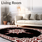 Classic Red White Floral Medallion Rug