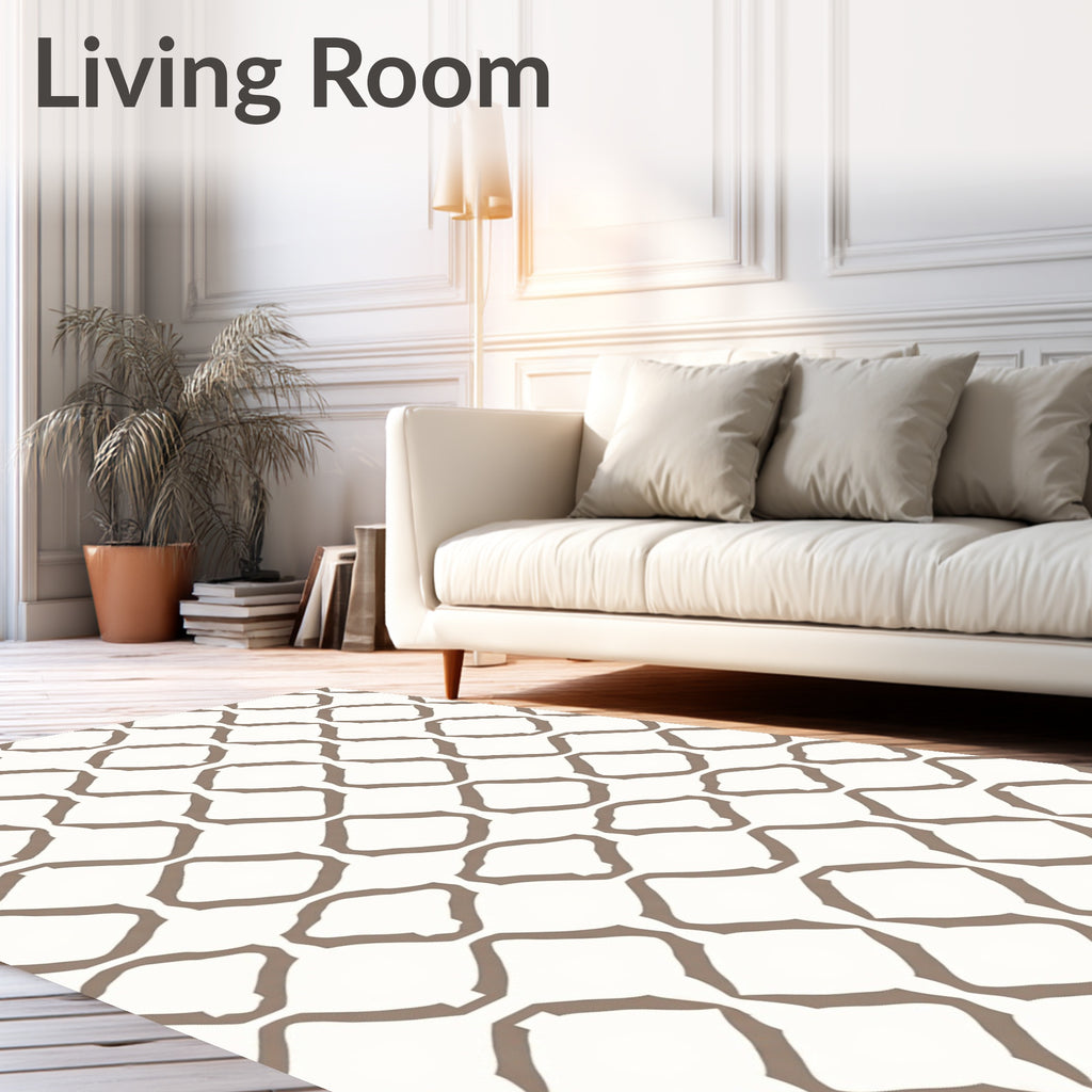 Contemporary Taupe Diamond Waves Pattern Rug