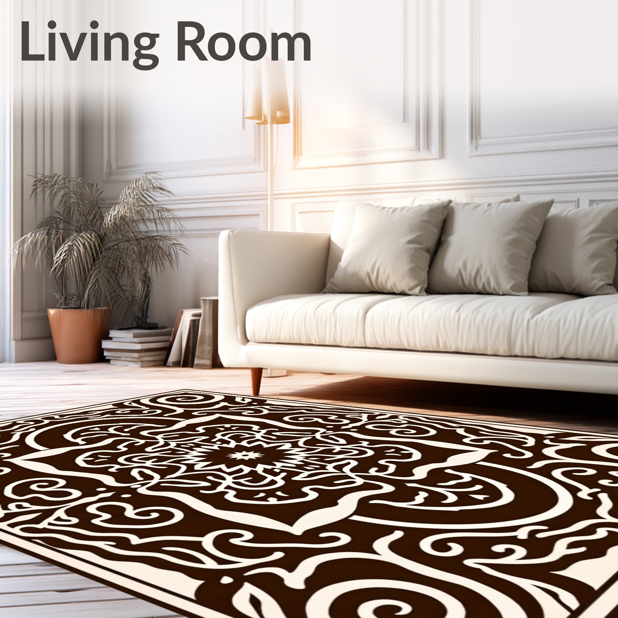 Ornate Scrollwork Mandala Pattern Rug