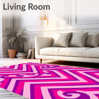 Vibrant Pink Purple Chevron Swirls Rug