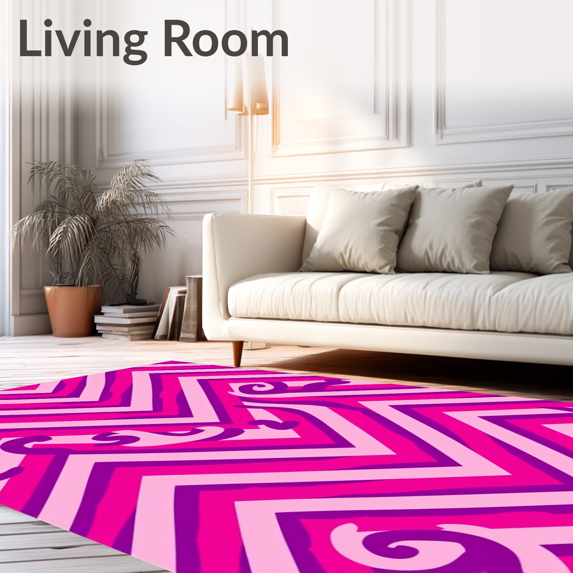 Vibrant Pink Purple Chevron Swirls Rug