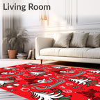 Sledding Hedgehogs Christmas Pattern Design Rug