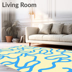 Abstract Blue Wavy Pattern Rug