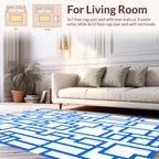 Abstract Blue Geometric Grid Design Rug