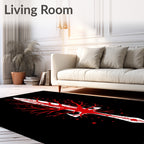 Crimson branches on white blade Rug