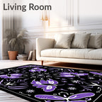 Purple Butterfly Black Medallion Radiance Rug