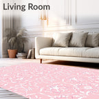 White Orchid Floral Pattern Rug