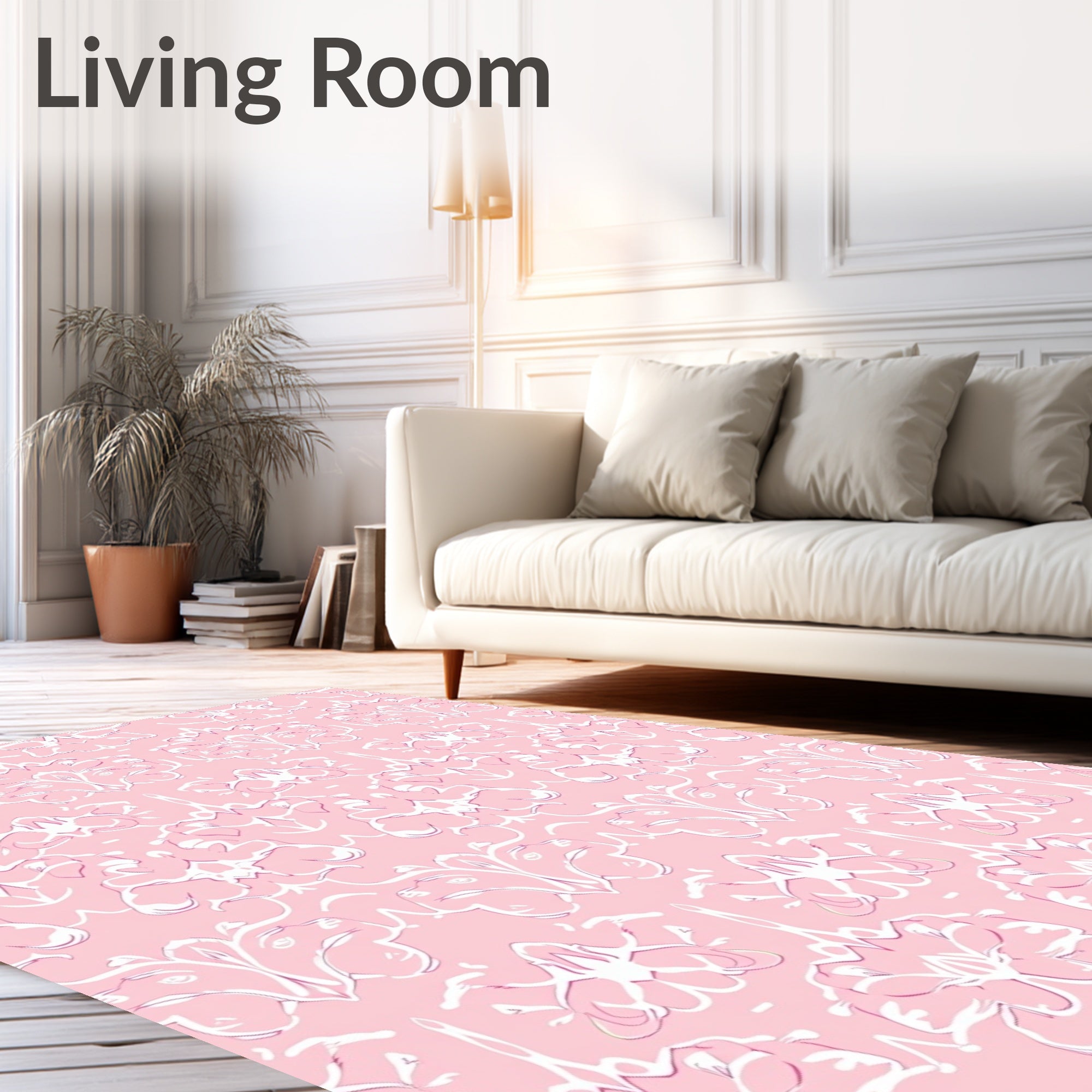 White Orchid Floral Pattern Rug