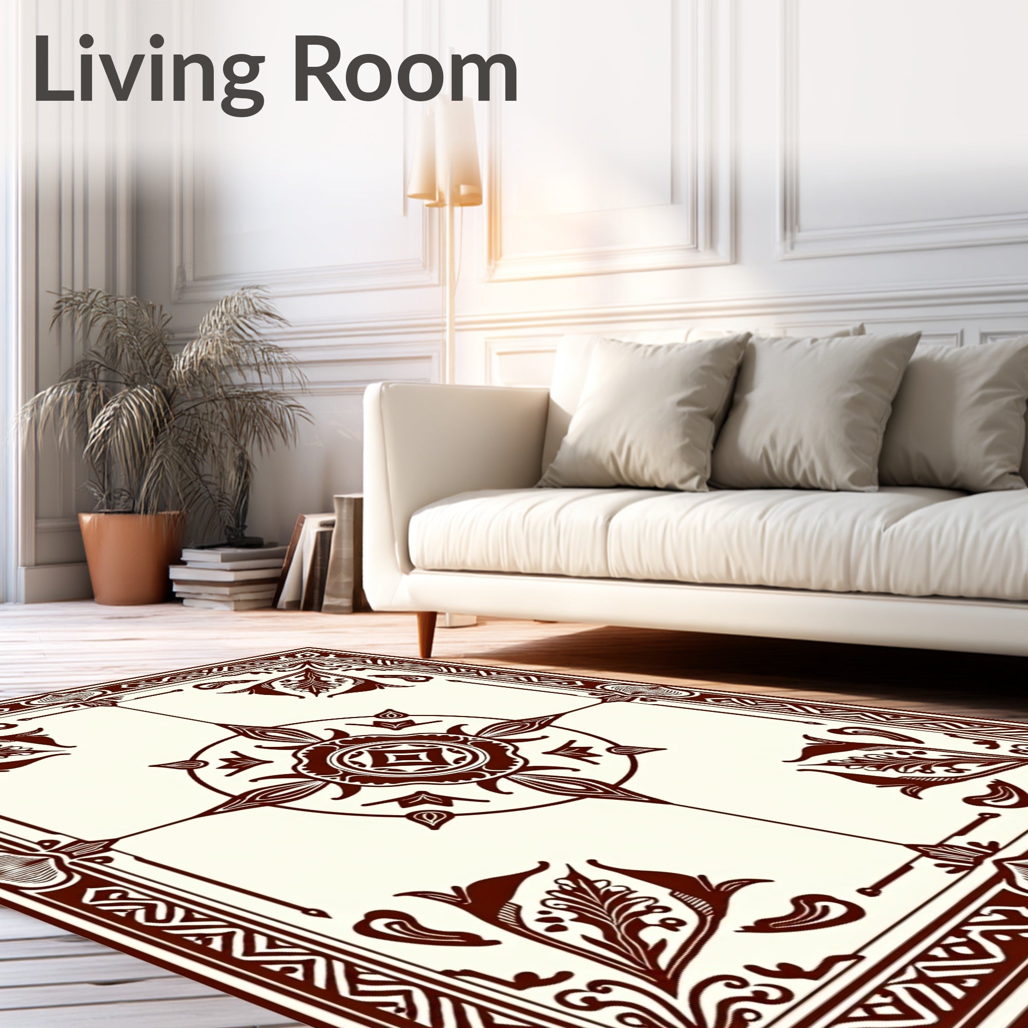 Elegant Dark Floral Medallion Design Rug