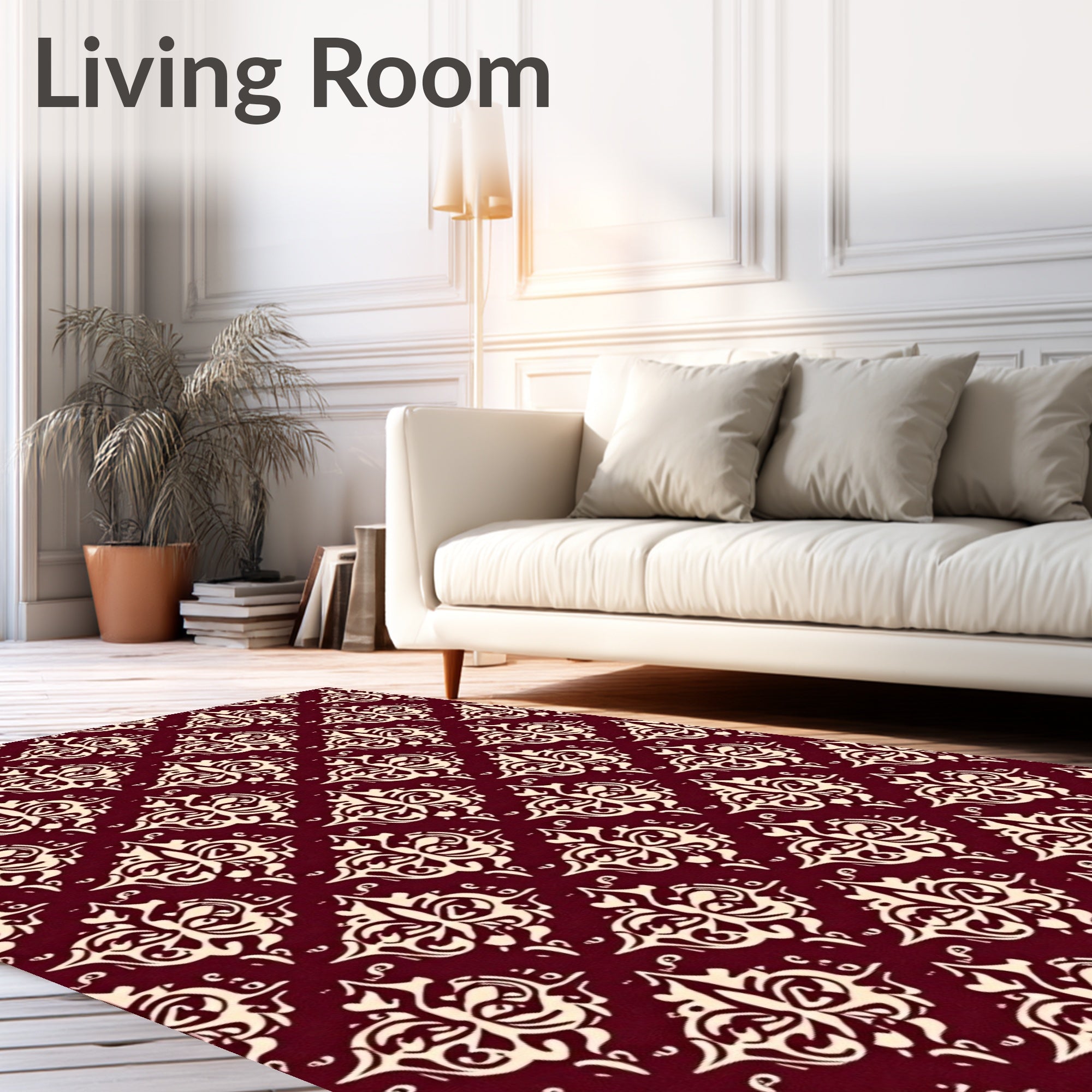 Burgundy Ivory Traditional Pattern Rug