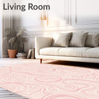 Delicate Swirls Patterned Pink Rug