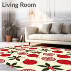 Festive Red Bauble Holly Pattern Rug