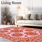 Coral Medallion Floral Pink Rug