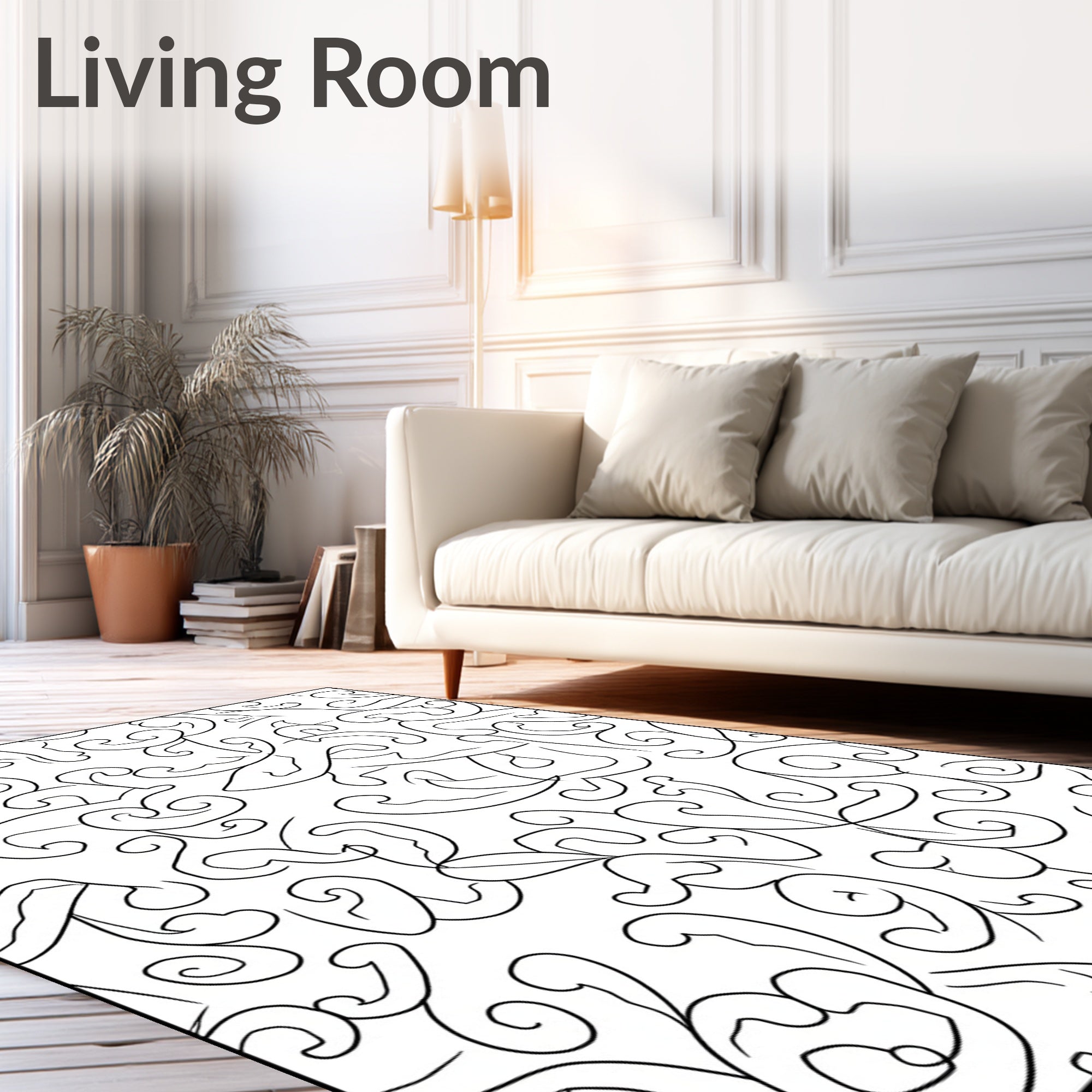 Abstract Swirling Vine Pattern Design Rug