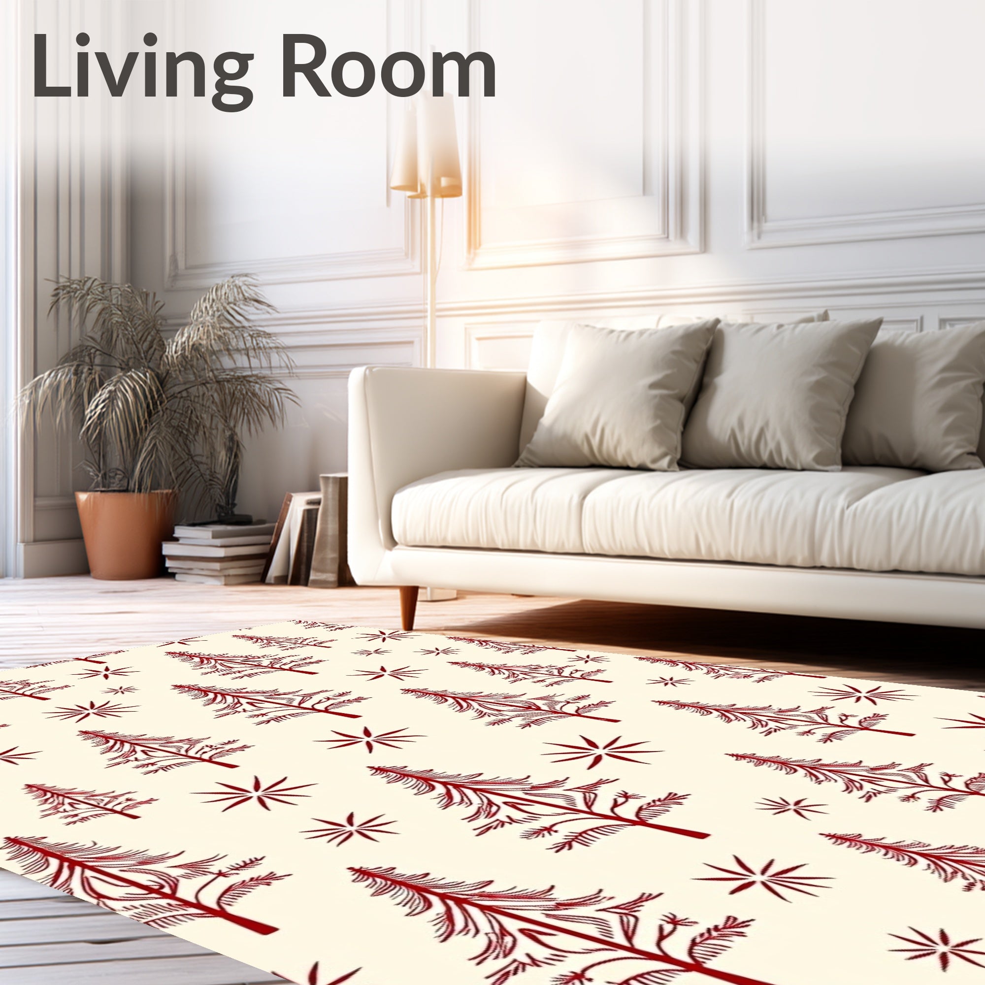 Red Pine Star Pattern Rug