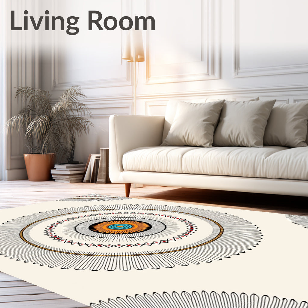 Native Sun Inspired Geometric Mandala Rug