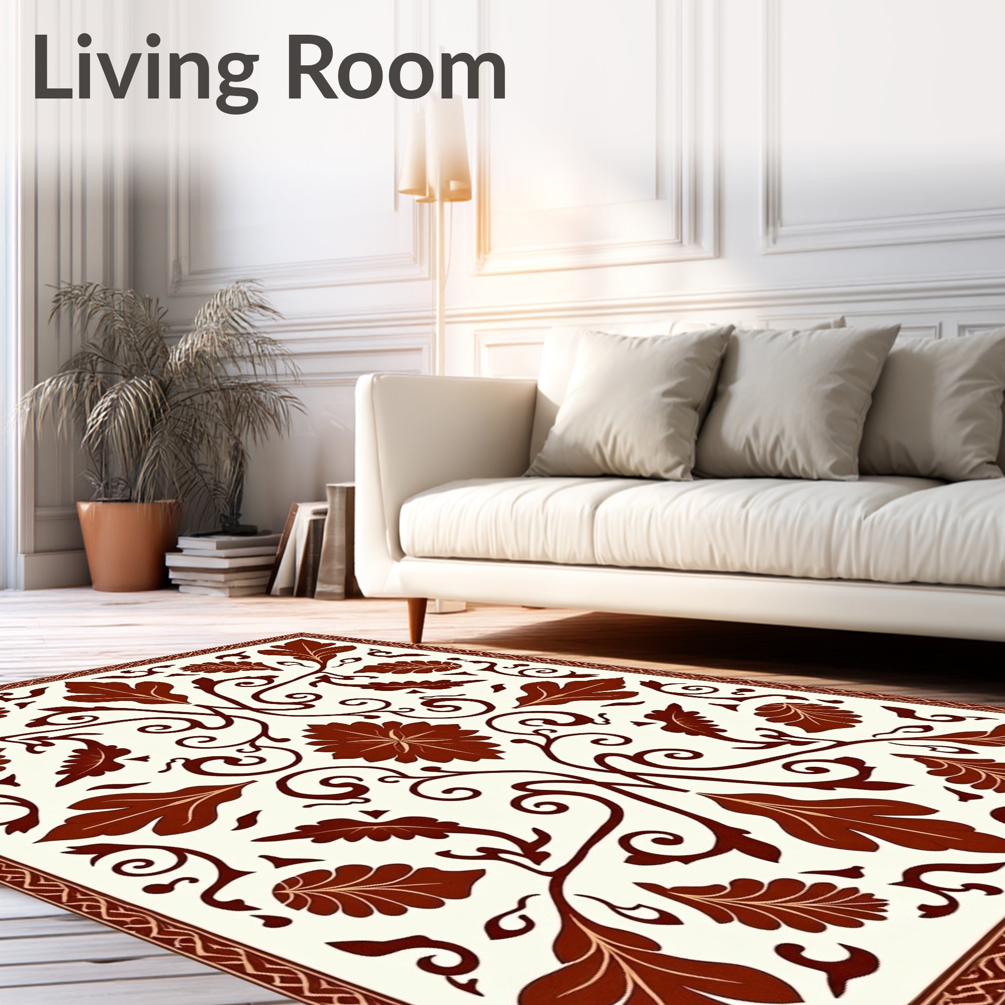 Art Nouveau Floral Swirl Leaf Pattern Rug
