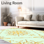 Golden Floral Mandala Pattern Rug
