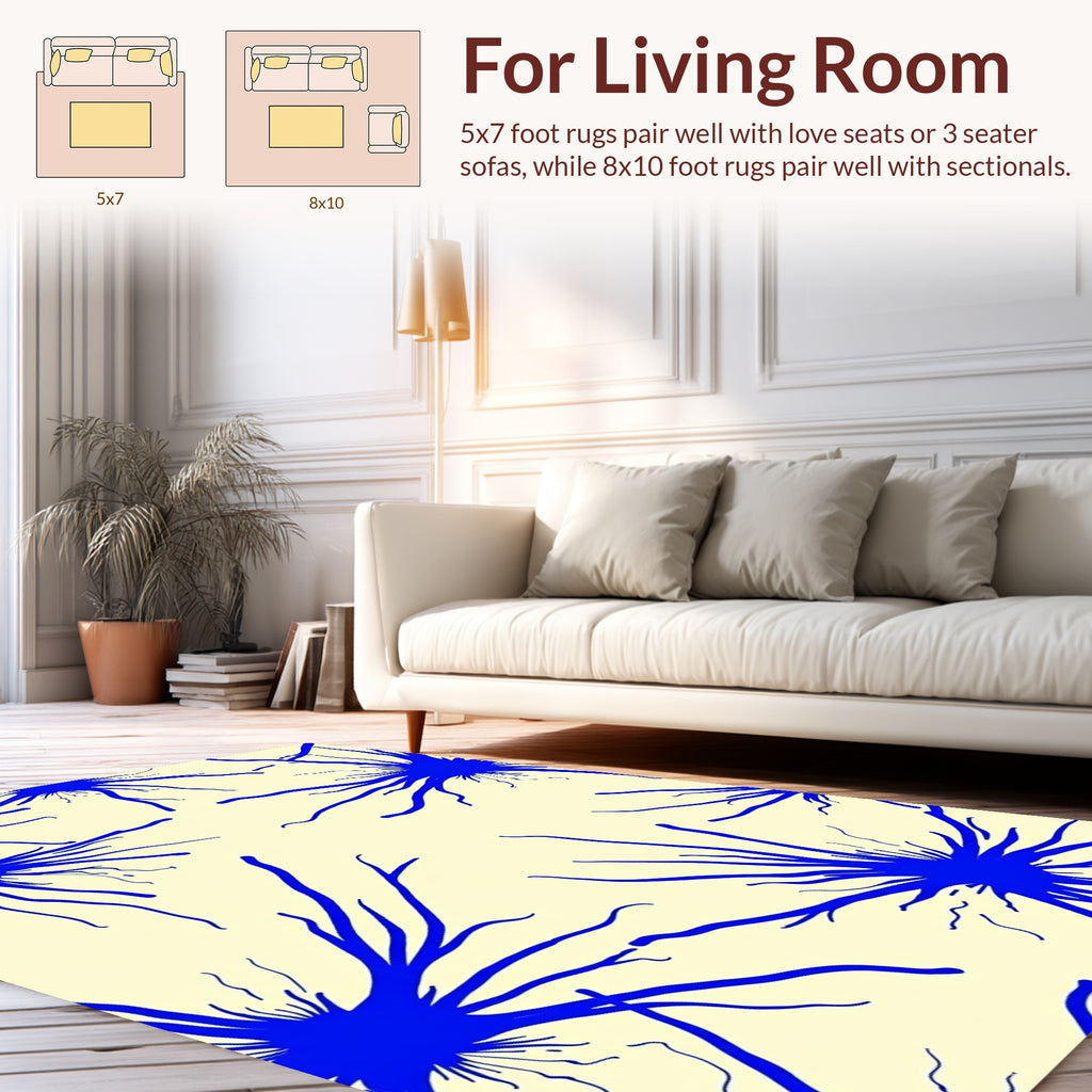 Bold Blue Organic Splatter Design Rug
