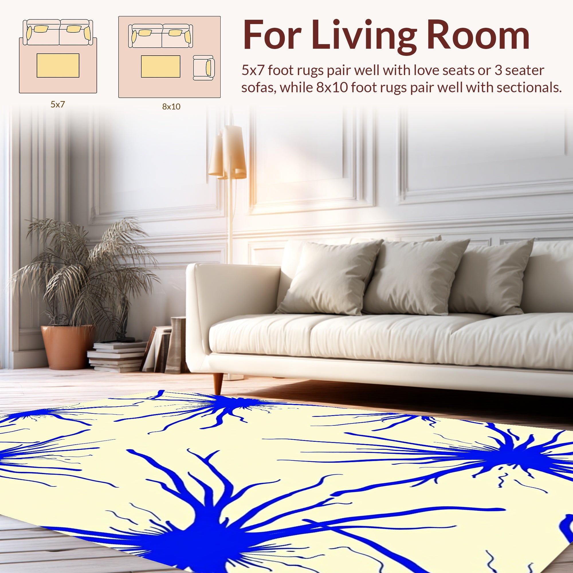 Bold Blue Organic Splatter Design Rug
