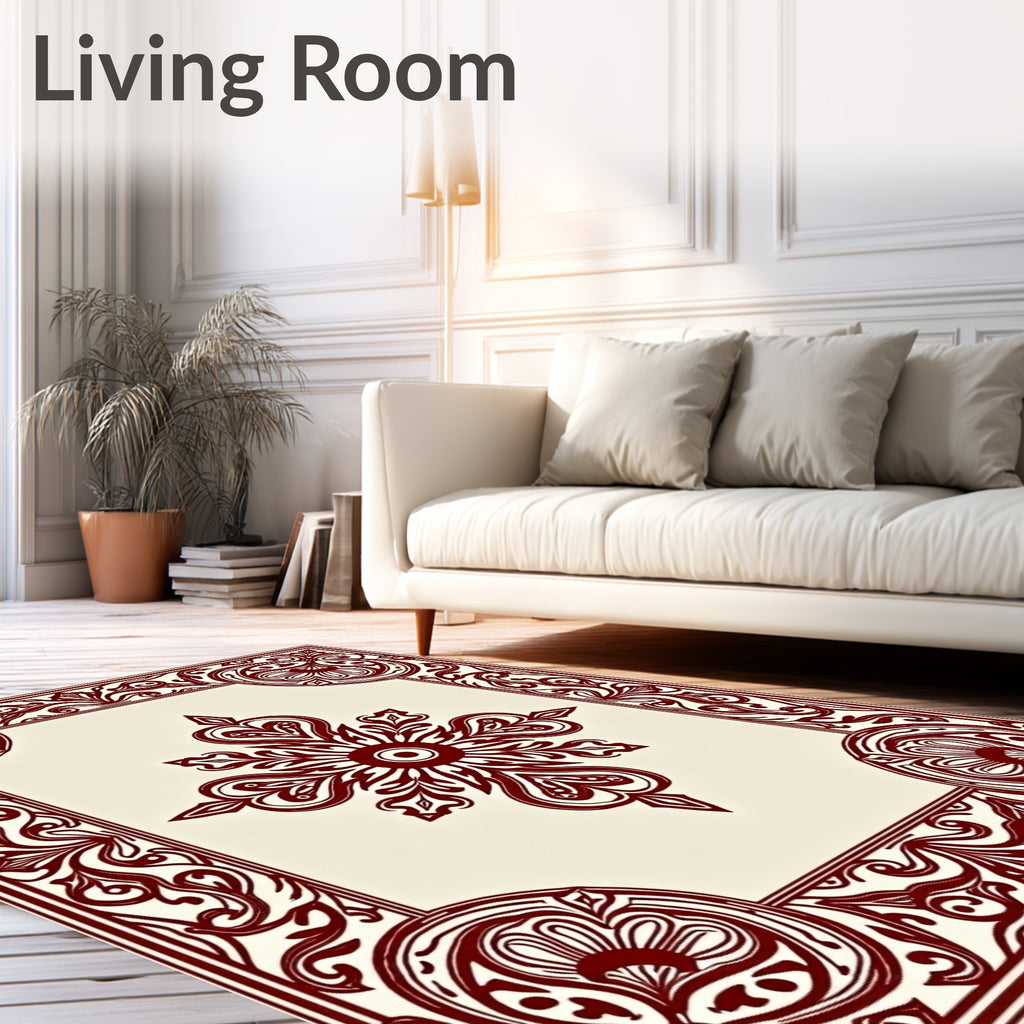 Ornate Floral Border and Centerpiece Rug