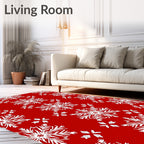 Bold Red White Snowflake Repeat Rug