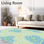 Abstract Blue Yellow Green Topography Lines Rug