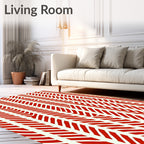Red Cream Herringbone Stripes Rug