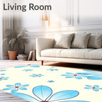 Light Blue Floral Pattern Rug