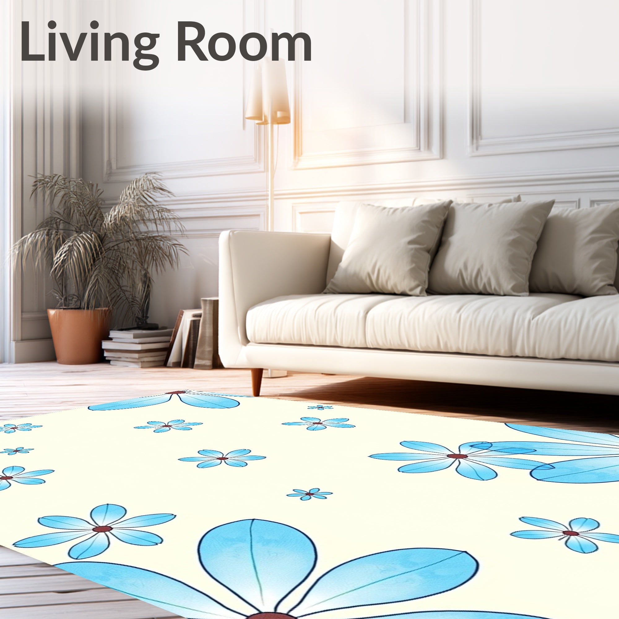 Light Blue Floral Pattern Rug