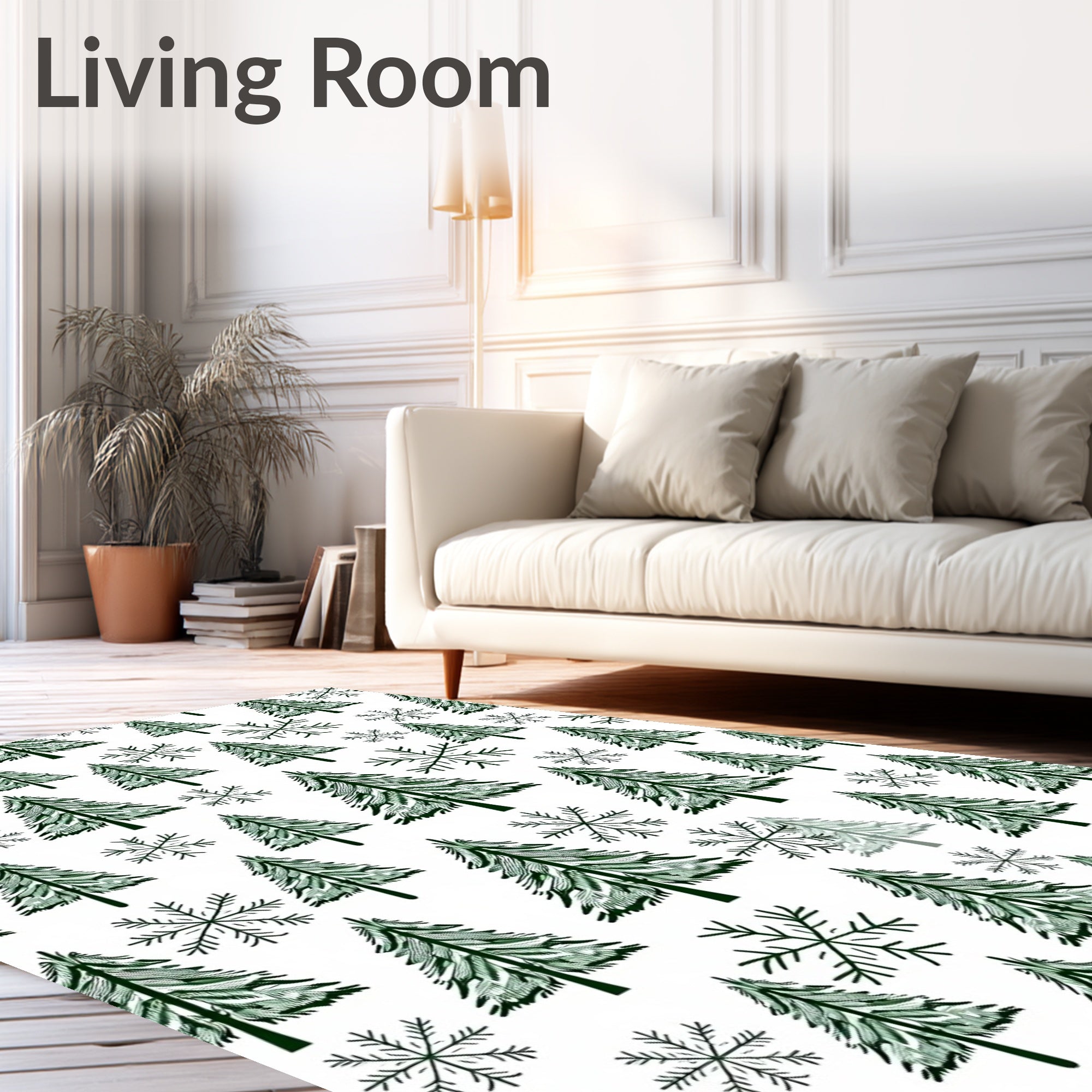 Winter Trees and Snowflakes Pattern Rug