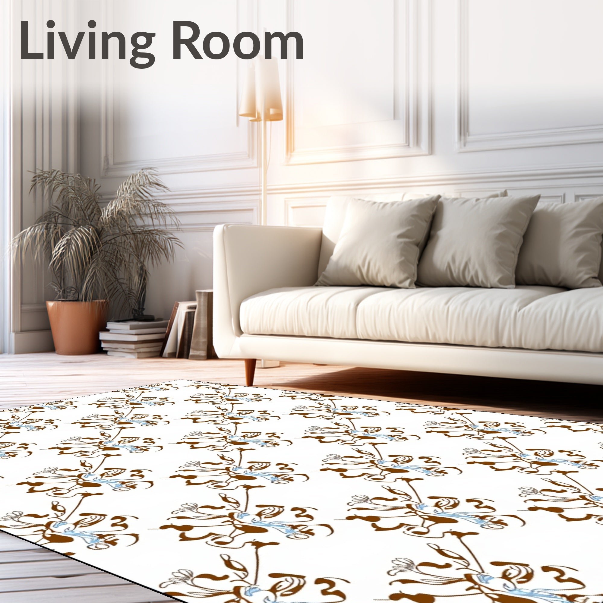 Abstract Floral Swirl Pattern Rug