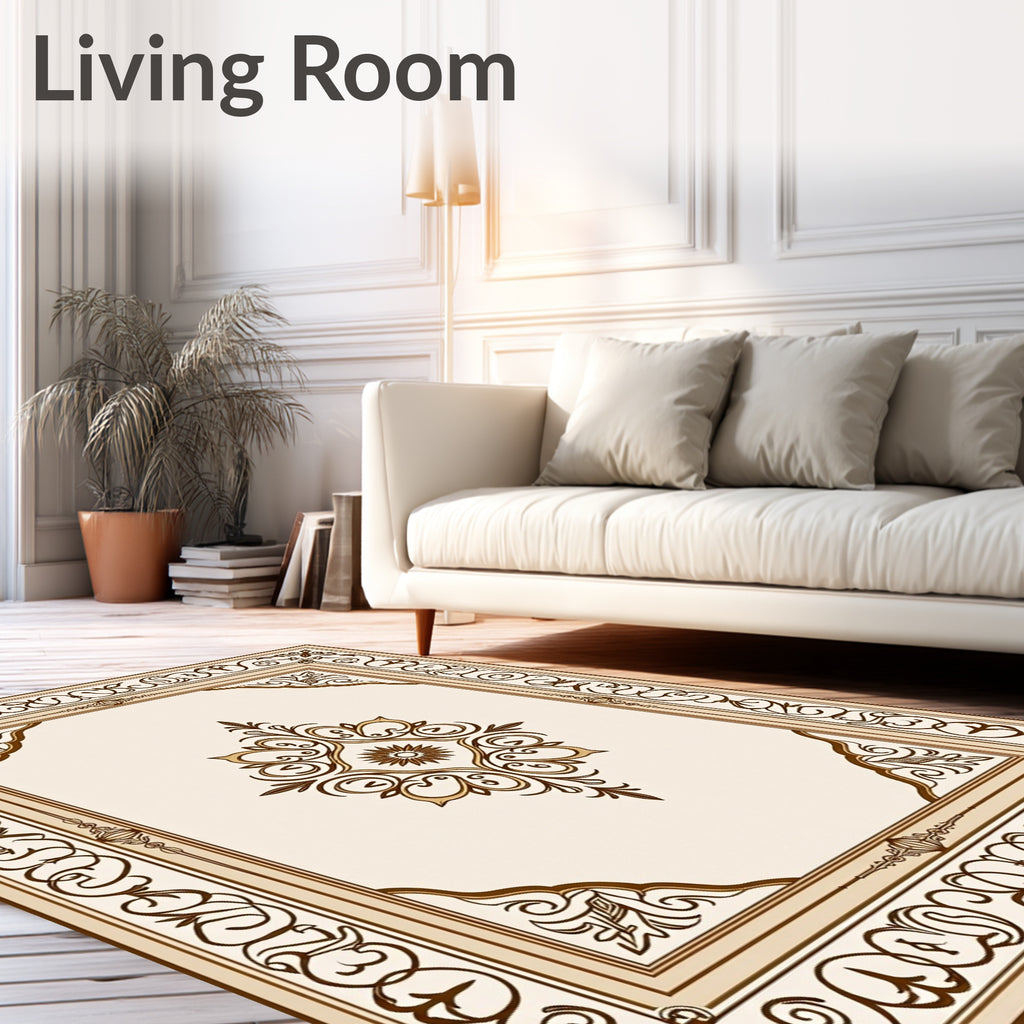 Classic Ornamental Scrollwork Cream Rug