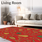 Ornate Pear Vine Botanical Pattern Rug