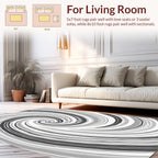 Swirling Gray Tone Striped Design Rug