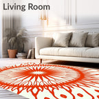 Orange Radial Lace Mandala Pattern Rug